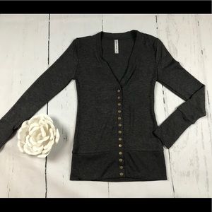 Charcoal Button Up Cardigan